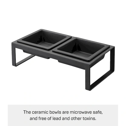 Gamelle Yamazaki Home pour animaux de compagnie - Deux modèles, acier et céramique, haute, 300 ml par gamelle