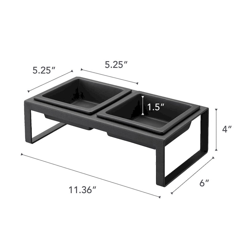 Gamelle Yamazaki Home pour animaux de compagnie - Deux modèles, acier et céramique, haute, 300 ml par gamelle