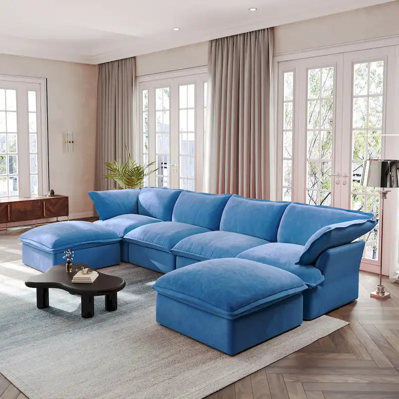 Canapé d'angle en forme de U pour salon, canapé d'angle convertible, canapé d'angle modulable avec poufs pour salon