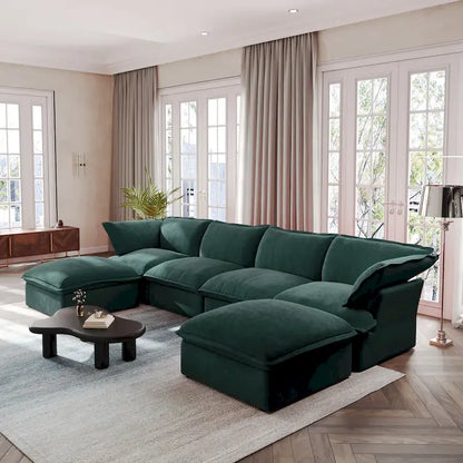 Canapé d'angle en forme de U pour salon, canapé d'angle convertible, canapé d'angle modulable avec poufs pour salon
