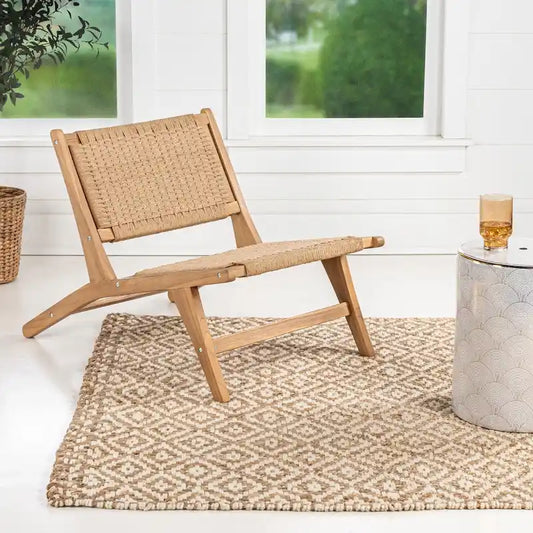 Hartley Mid-Century Modern Woven Seagrass Wood Armless Lounge Chair, Natural by JONATHAN Y