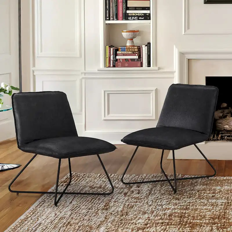 Fauteuil d'appoint style milieu du siècle en similicuir avec dossier réglable, lot de 2 - 80 cm (H) x 56 cm (L) x 60 cm (P)