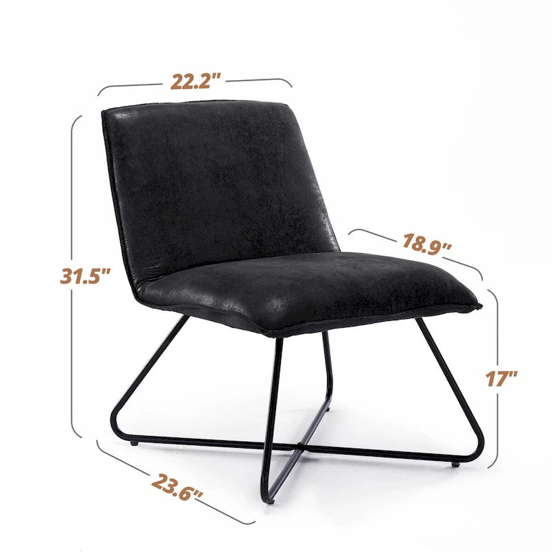 Fauteuil d'appoint style milieu du siècle en similicuir avec dossier réglable, lot de 2 - 80 cm (H) x 56 cm (L) x 60 cm (P)