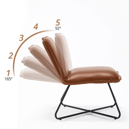 Fauteuil d'appoint style milieu du siècle en similicuir avec dossier réglable, lot de 2 - 80 cm (H) x 56 cm (L) x 60 cm (P)