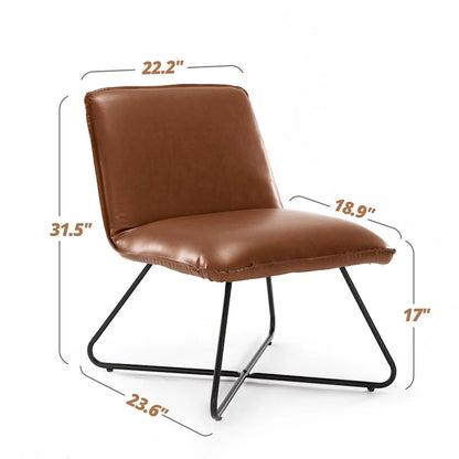 Fauteuil d'appoint style milieu du siècle en similicuir avec dossier réglable, lot de 2 - 80 cm (H) x 56 cm (L) x 60 cm (P)