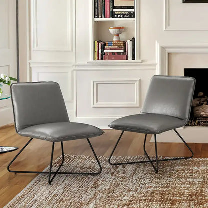 Fauteuil d'appoint style milieu du siècle en similicuir avec dossier réglable, lot de 2 - 80 cm (H) x 56 cm (L) x 60 cm (P)