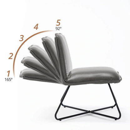 Fauteuil d'appoint style milieu du siècle en similicuir avec dossier réglable, lot de 2 - 80 cm (H) x 56 cm (L) x 60 cm (P)