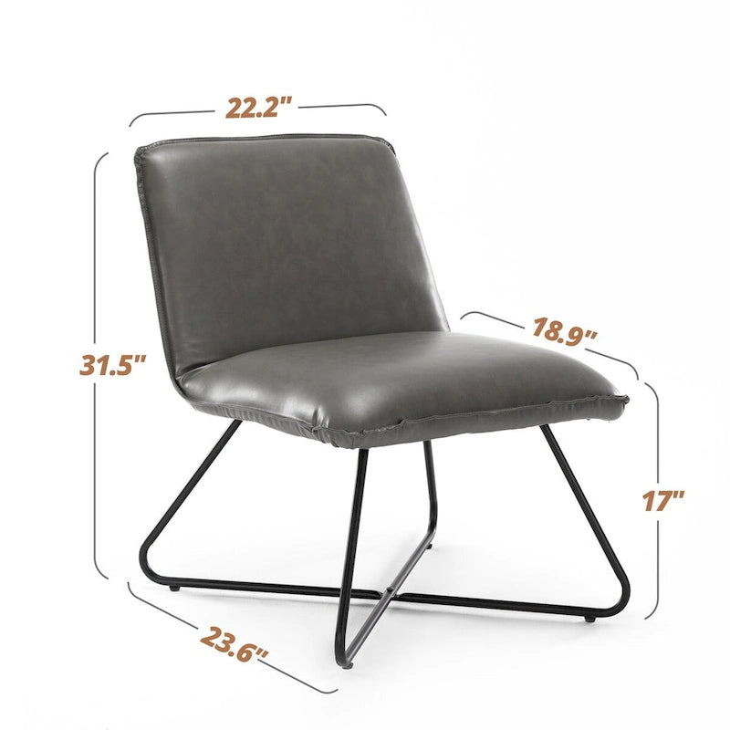 Fauteuil d'appoint style milieu du siècle en similicuir avec dossier réglable, lot de 2 - 80 cm (H) x 56 cm (L) x 60 cm (P)