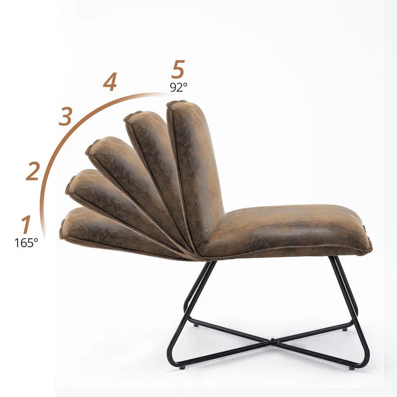 Fauteuil d'appoint style milieu du siècle en similicuir avec dossier réglable, lot de 2 - 80 cm (H) x 56 cm (L) x 60 cm (P)