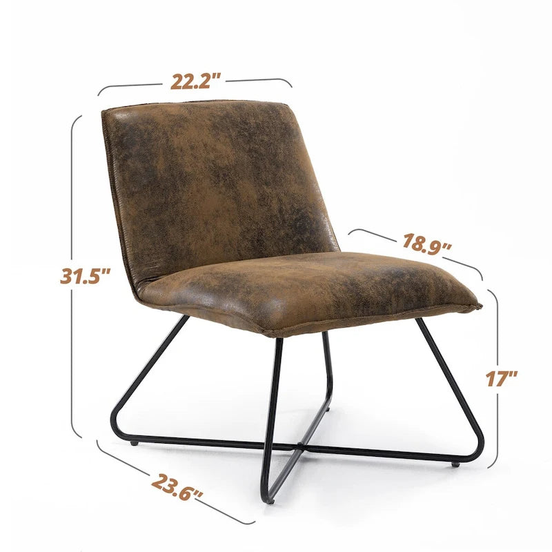 Fauteuil d'appoint style milieu du siècle en similicuir avec dossier réglable, lot de 2 - 80 cm (H) x 56 cm (L) x 60 cm (P)