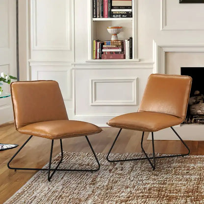 Fauteuil d'appoint style milieu du siècle en similicuir avec dossier réglable, lot de 2 - 80 cm (H) x 56 cm (L) x 60 cm (P)