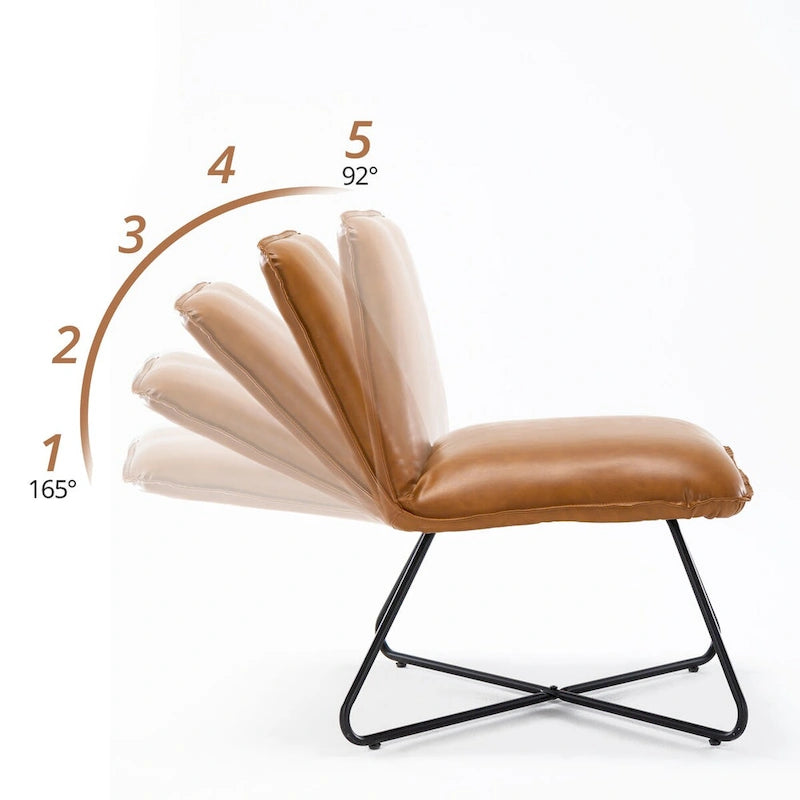 Fauteuil d'appoint style milieu du siècle en similicuir avec dossier réglable, lot de 2 - 80 cm (H) x 56 cm (L) x 60 cm (P)