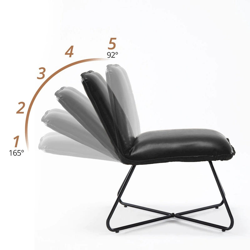 Fauteuil d'appoint style milieu du siècle en similicuir avec dossier réglable, lot de 2 - 80 cm (H) x 56 cm (L) x 60 cm (P)