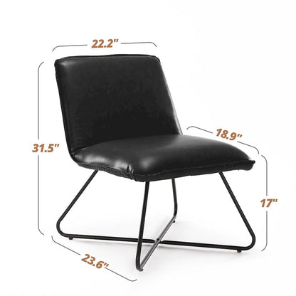 Fauteuil d'appoint style milieu du siècle en similicuir avec dossier réglable, lot de 2 - 80 cm (H) x 56 cm (L) x 60 cm (P)