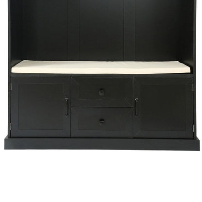 Porte-manteau 3 en 1 avec banc de rangement, 3 crochets et coussin