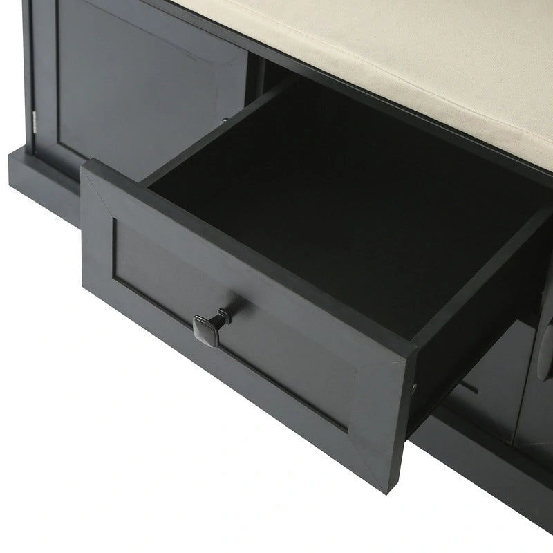 Porte-manteau 3 en 1 avec banc de rangement, 3 crochets et coussin