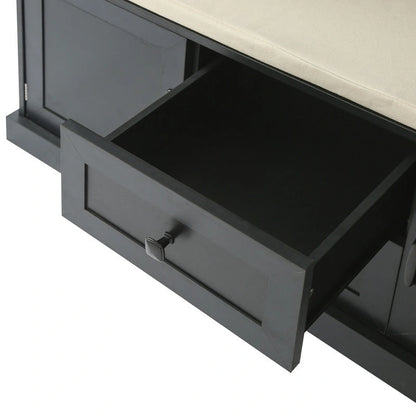 Porte-manteau 3 en 1 avec banc de rangement, 3 crochets et coussin