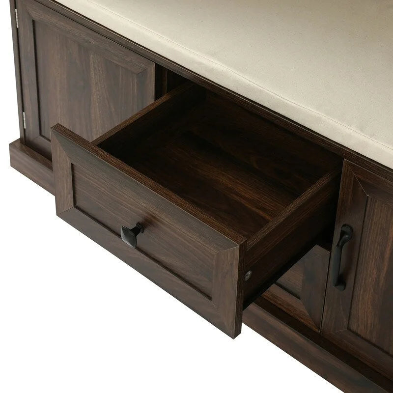 Porte-manteau 3 en 1 avec banc de rangement, 3 crochets et coussin