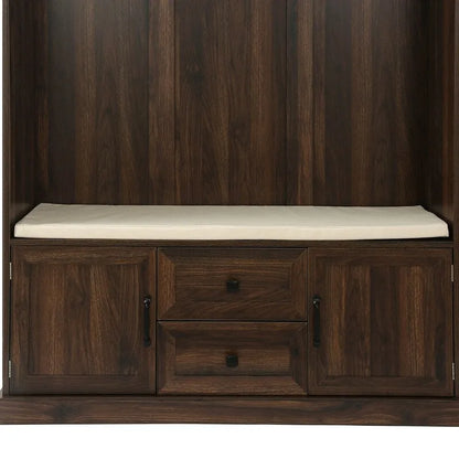 Porte-manteau 3 en 1 avec banc de rangement, 3 crochets et coussin