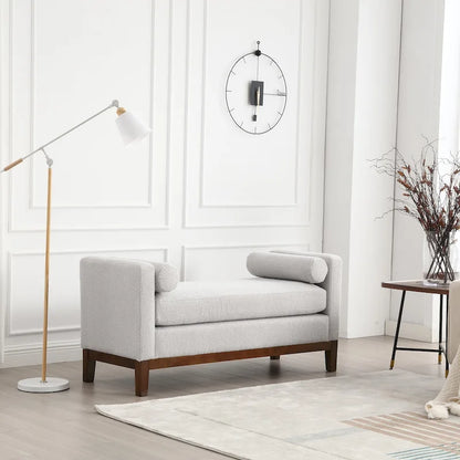 Banc rembourré avec pieds en bois