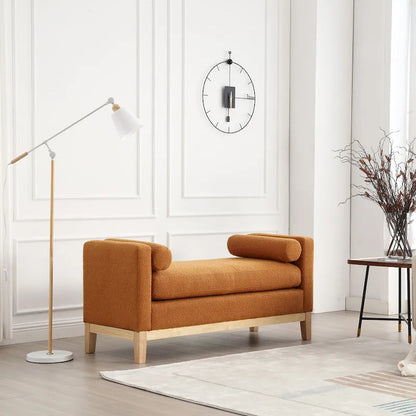 Banc rembourré avec pieds en bois