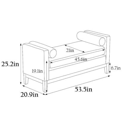 Banc rembourré avec pieds en bois