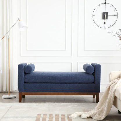 Banc rembourré avec pieds en bois