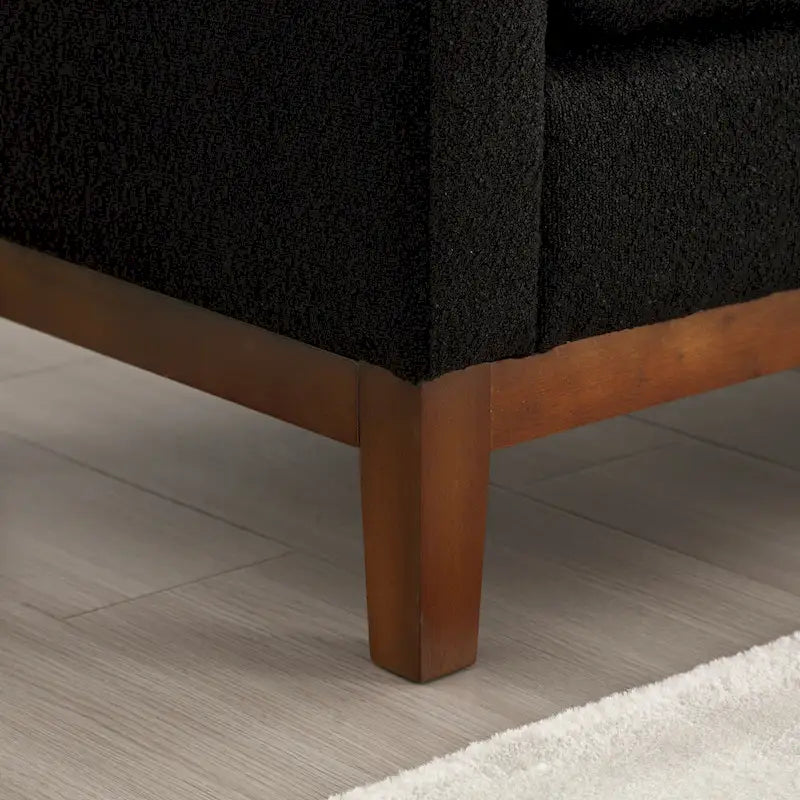 Banc rembourré avec pieds en bois