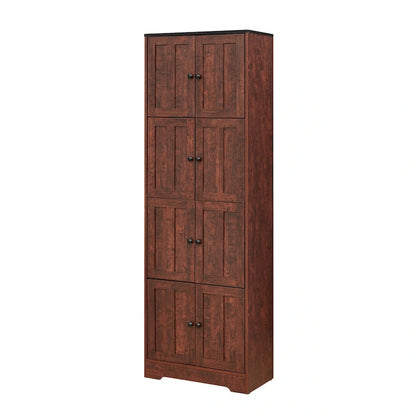 Armoire de rangement haute à 8 portes et 4 étagères, meuble de rangement mural pour salon, cuisine, bureau, chambre, salle de bain