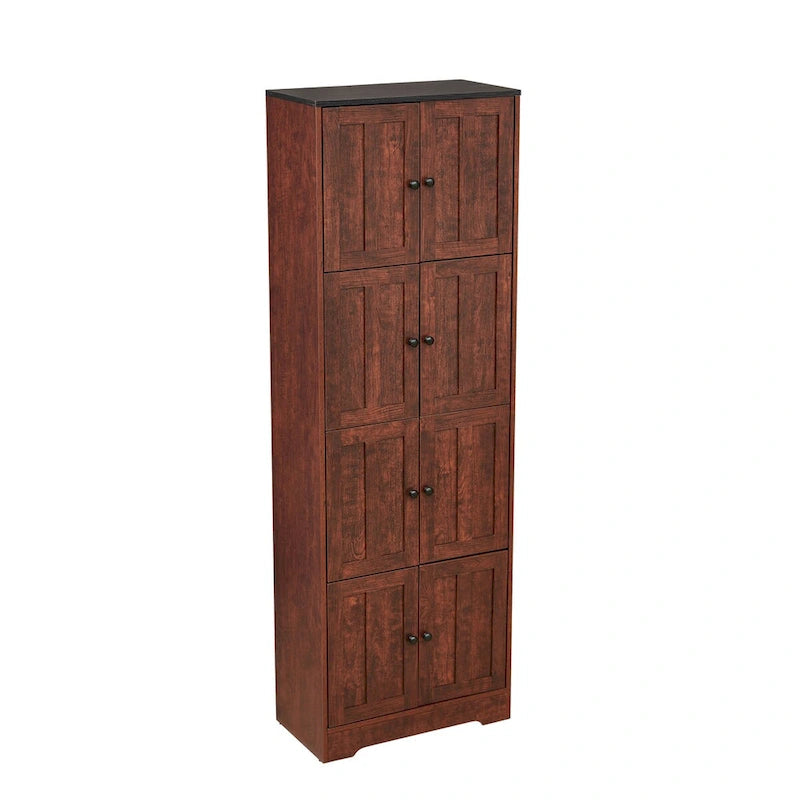 Armoire de rangement haute à 8 portes et 4 étagères, meuble de rangement mural pour salon, cuisine, bureau, chambre, salle de bain