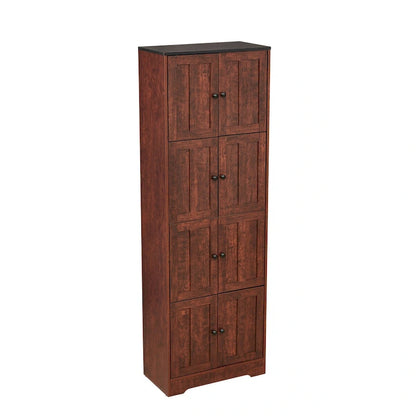 Armoire de rangement haute à 8 portes et 4 étagères, meuble de rangement mural pour salon, cuisine, bureau, chambre, salle de bain