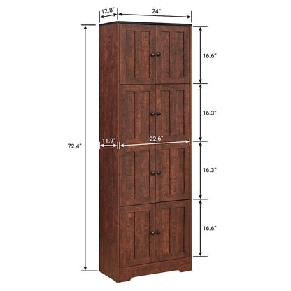Armoire de rangement haute à 8 portes et 4 étagères, meuble de rangement mural pour salon, cuisine, bureau, chambre, salle de bain