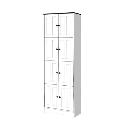 Armoire de rangement haute à 8 portes et 4 étagères, meuble de rangement mural pour salon, cuisine, bureau, chambre, salle de bain