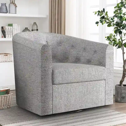 Fauteuil pivotant en tissu capitonné