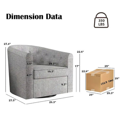 Fauteuil pivotant en tissu capitonné
