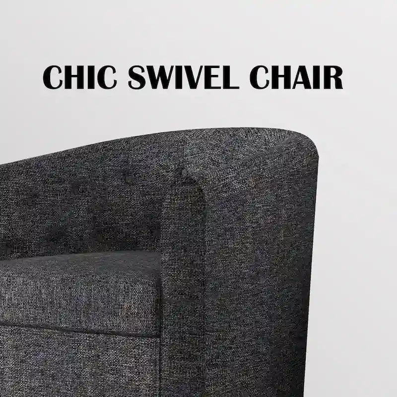 Fauteuil pivotant en tissu capitonné