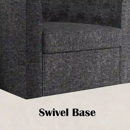 Fauteuil pivotant en tissu capitonné