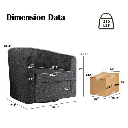 Fauteuil pivotant en tissu capitonné