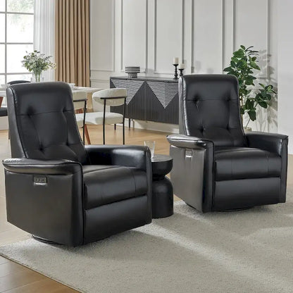 Fauteuil inclinable électrique pivotant Valentin en similicuir moderne avec ports USB (lot de 2) par HULALA HOME