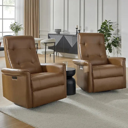 Fauteuil inclinable électrique pivotant Valentin en similicuir moderne avec ports USB (lot de 2) par HULALA HOME