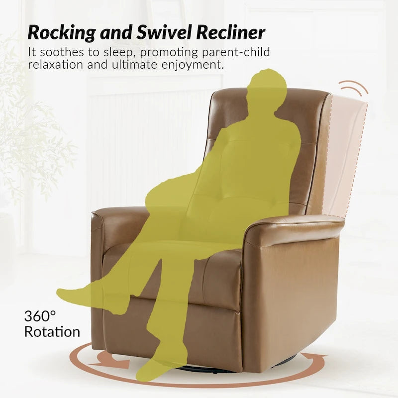 Fauteuil inclinable électrique pivotant Valentin en similicuir moderne avec ports USB (lot de 2) par HULALA HOME