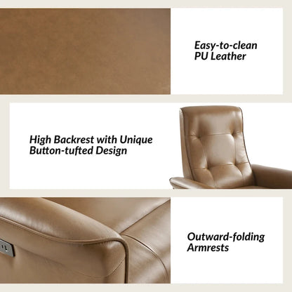 Fauteuil inclinable électrique pivotant Valentin en similicuir moderne avec ports USB (lot de 2) par HULALA HOME