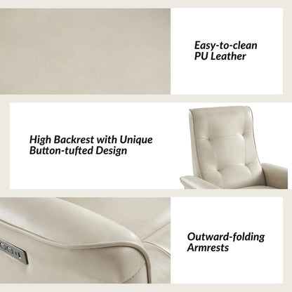 Fauteuil inclinable électrique pivotant Valentin en similicuir moderne avec ports USB (lot de 2) par HULALA HOME