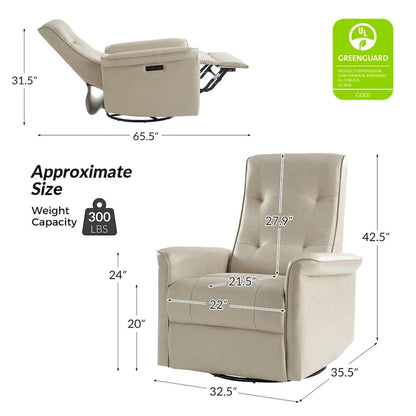 Fauteuil inclinable électrique pivotant Valentin en similicuir moderne avec ports USB (lot de 2) par HULALA HOME