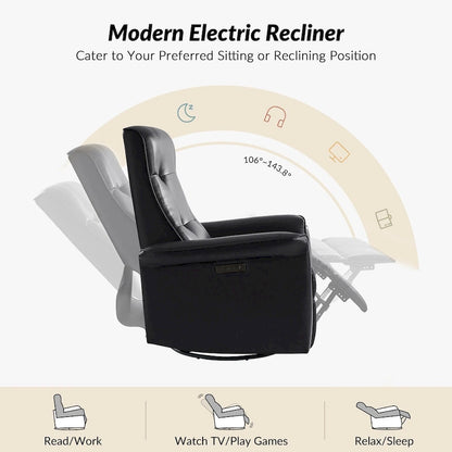 Fauteuil inclinable électrique pivotant Valentin en similicuir moderne avec ports USB (lot de 2) par HULALA HOME