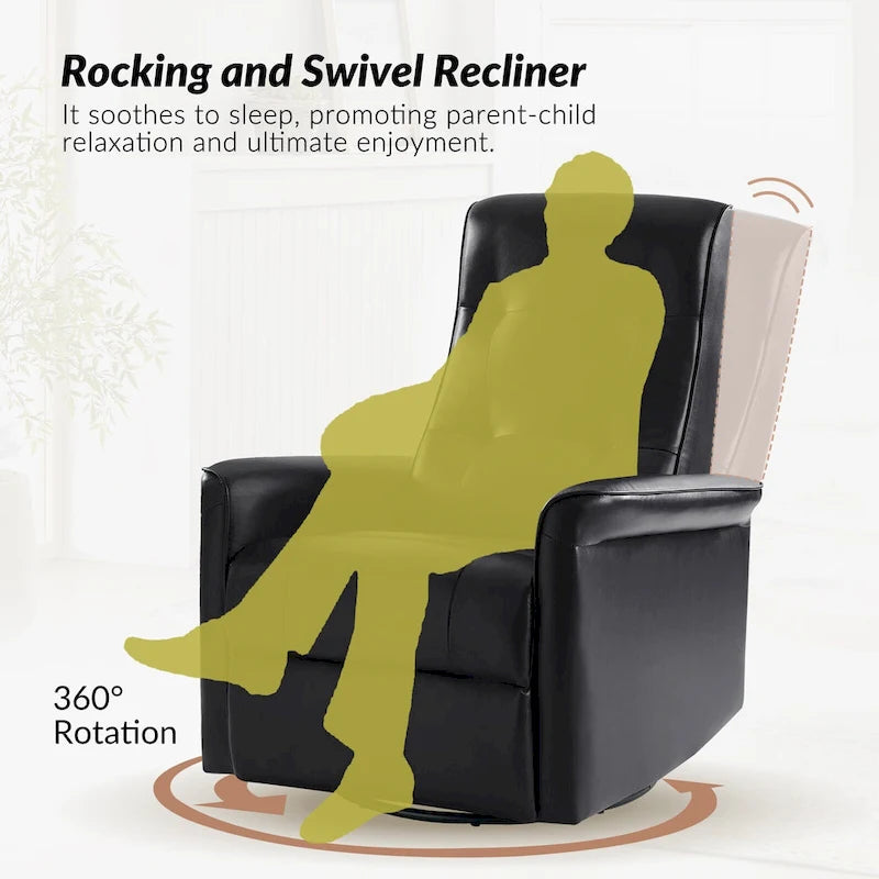 Fauteuil inclinable électrique pivotant Valentin en similicuir moderne avec ports USB (lot de 2) par HULALA HOME