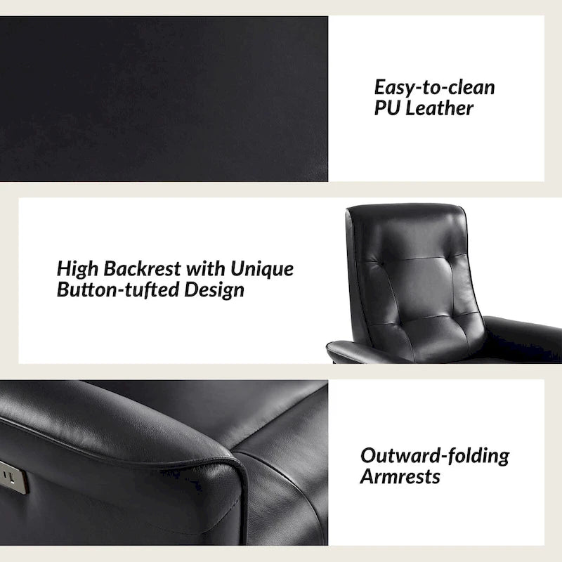 Fauteuil inclinable électrique pivotant Valentin en similicuir moderne avec ports USB (lot de 2) par HULALA HOME