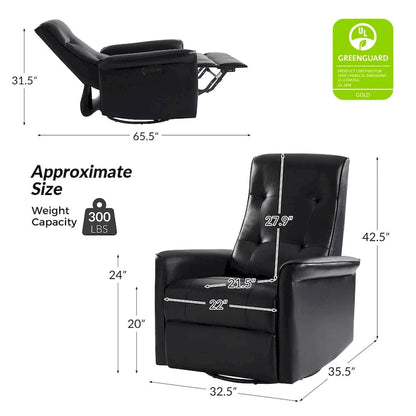 Fauteuil inclinable électrique pivotant Valentin en similicuir moderne avec ports USB (lot de 2) par HULALA HOME