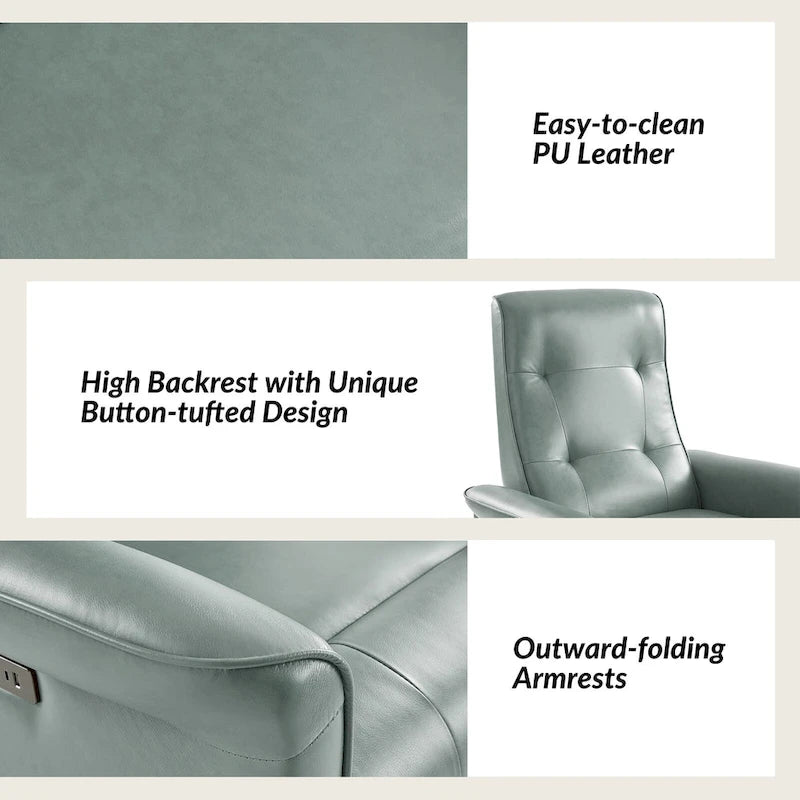 Fauteuil inclinable électrique pivotant Valentin en similicuir moderne avec ports USB (lot de 2) par HULALA HOME