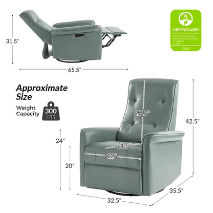 Fauteuil inclinable électrique pivotant Valentin en similicuir moderne avec ports USB (lot de 2) par HULALA HOME